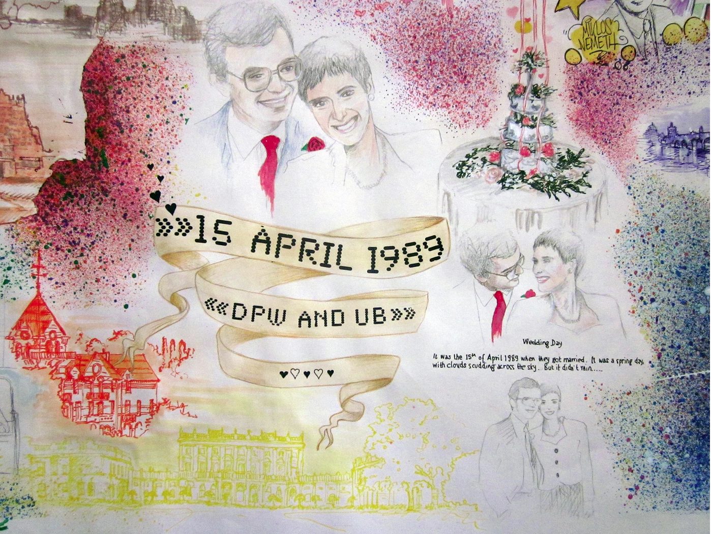 Wedding anniversary artwork commission — 1989 mixed media