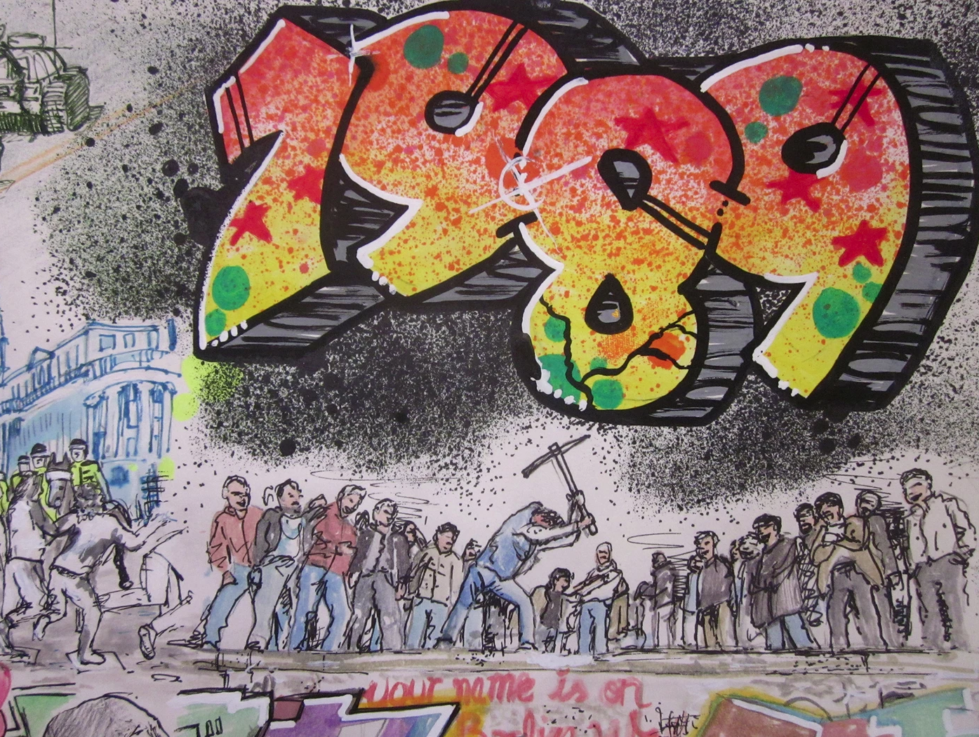 Historic 1989 themed bespoke artwork by Akit