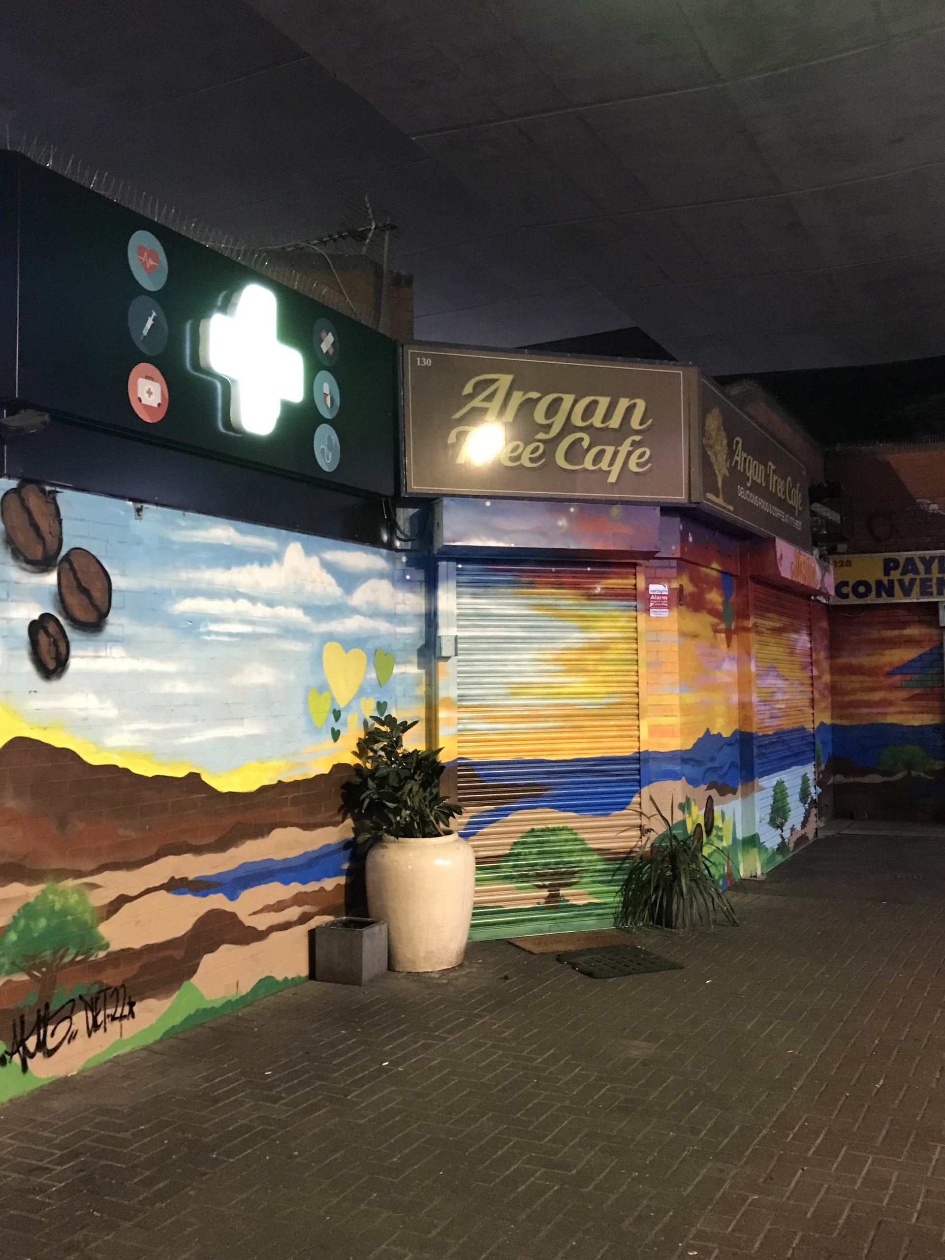 Argan Tree Café mural commission Westway London by Akit