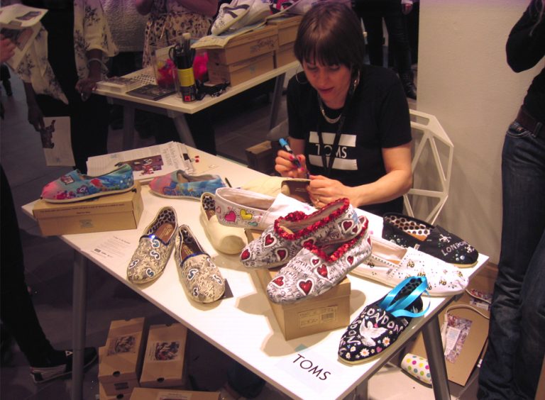 Toms Shoes custom painted designs at TopShop event